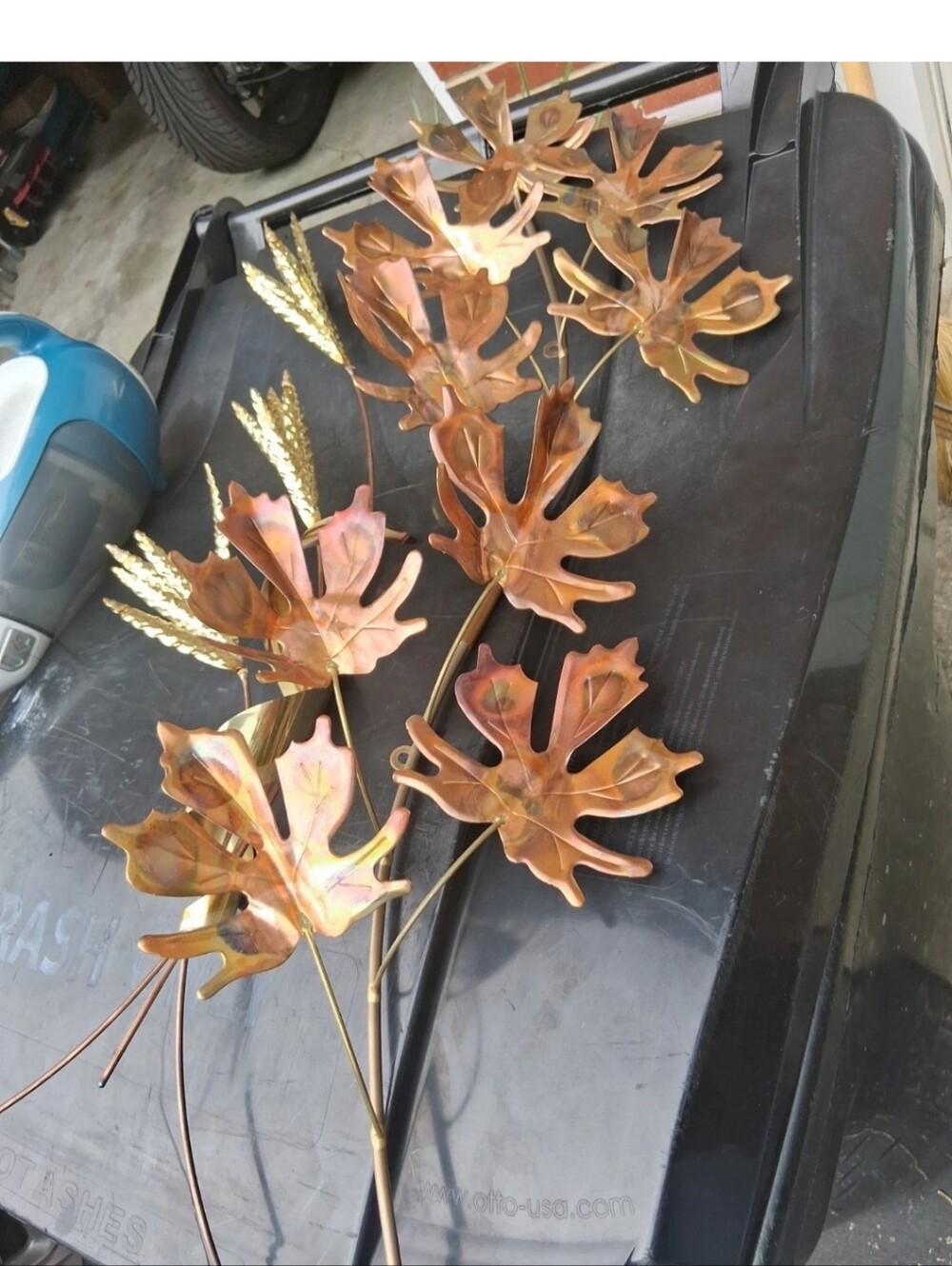 Vintage Mid Century Modern Metal Leaf Wall Decoration Sculpture MCM Oak Maple X2